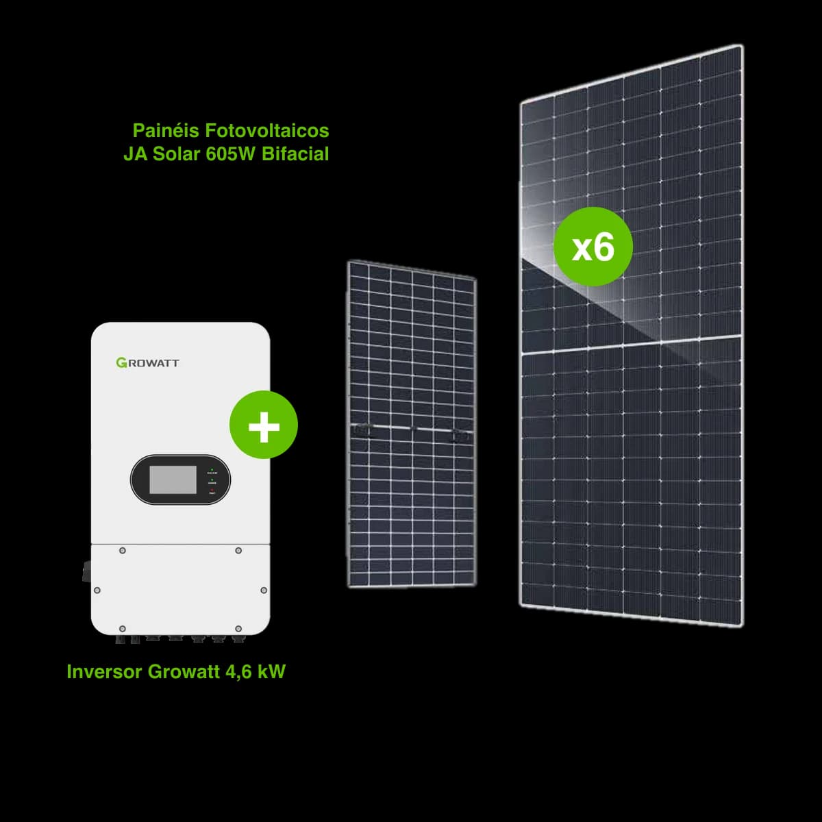 Kit 6 Painéis Solares JA Solar 605W - 3630W (Monofásico)